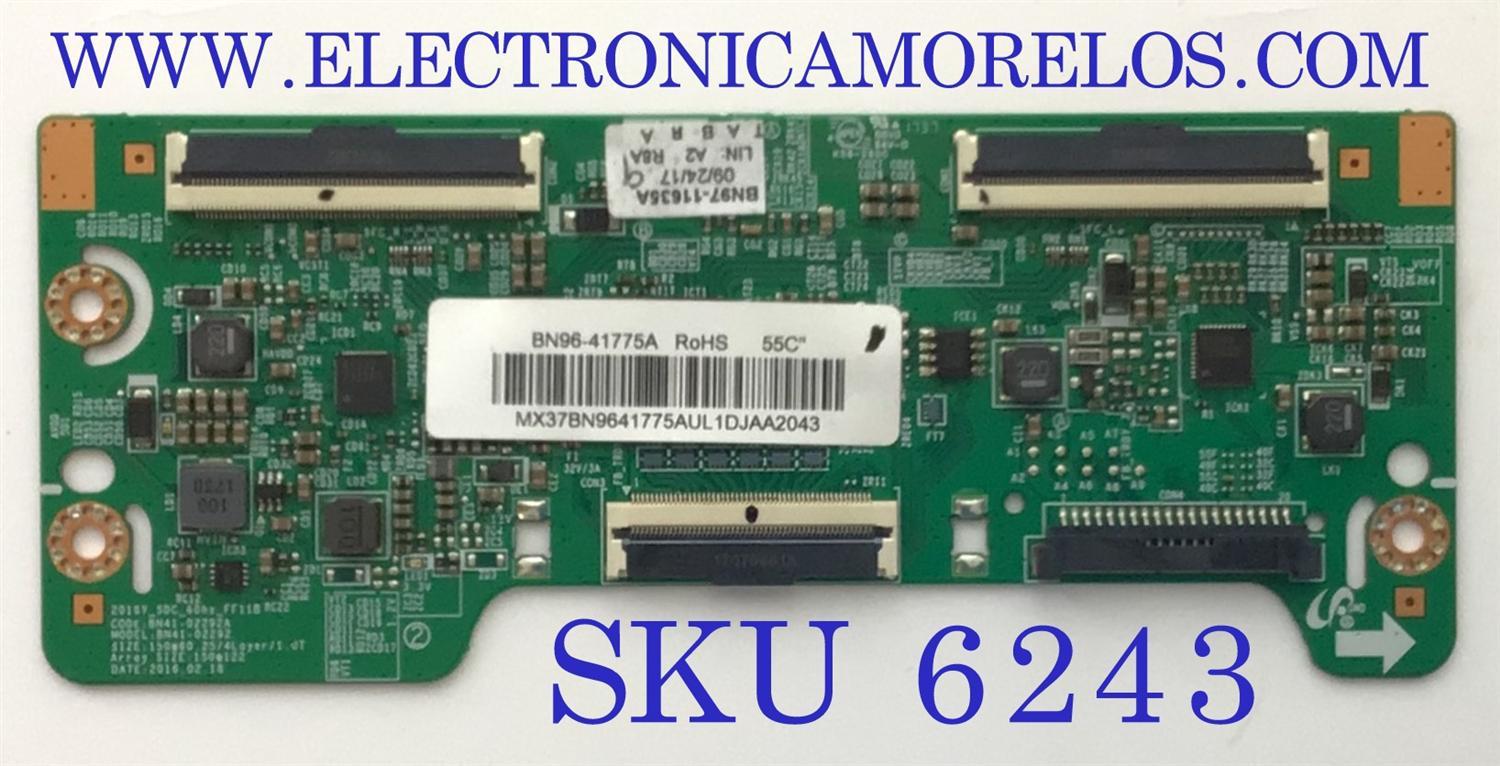 T-CON PARA TV SAMSUNG / NUMERO DE PARTE BN96-41775A / BN41-02292A / BN9641775A / 41775A / BN97-11635A / PANEL CY-VK055BGLV2H / MODELO UN55K6500AFXZX FA01